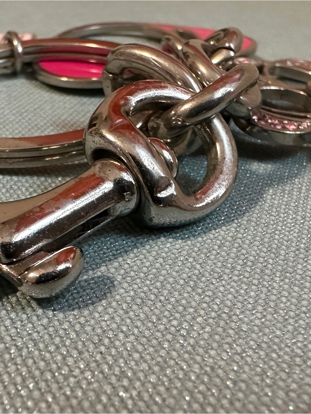 Coach Bag Cluster Charm Key Chain (Missing one charm) pink silver tone - Picture 5 of 9